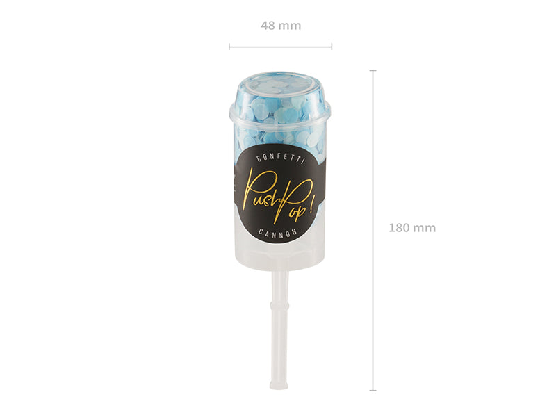 Confetti push pop, mix of blue and mint colors