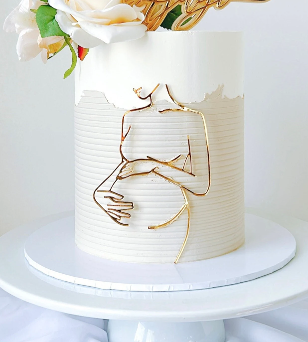 Custom Line Art Silhouette Cake Decoration