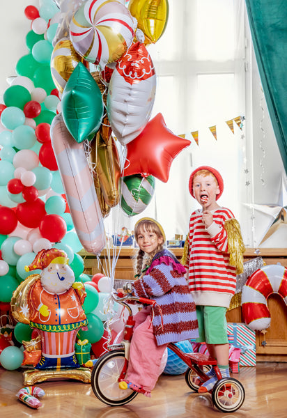Standing foil balloon Santa, 63x106 cm, mix