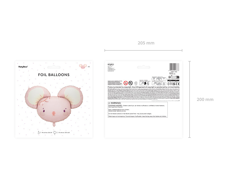 Foil balloon Mouse, 96x64 cm, light pink