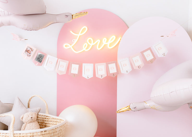 Foil balloon Stork, 103x60 cm, light pink