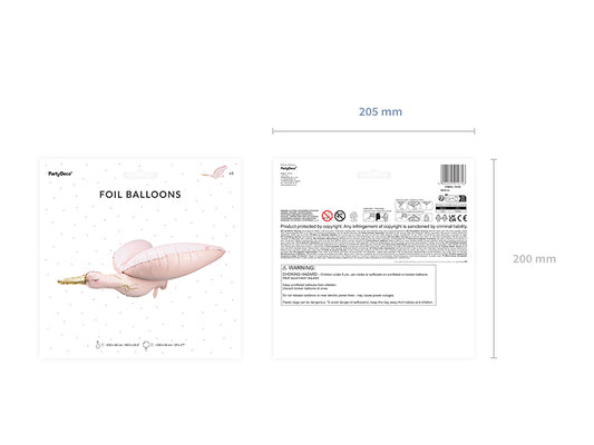 Foil balloon Stork, 103x60 cm, light pink