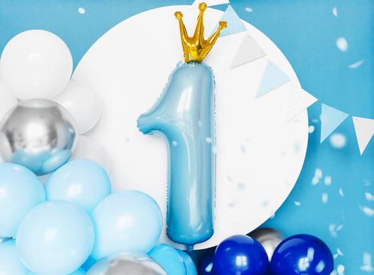 Foil Balloon Number ''1'', 37x100 cm, sky-blue