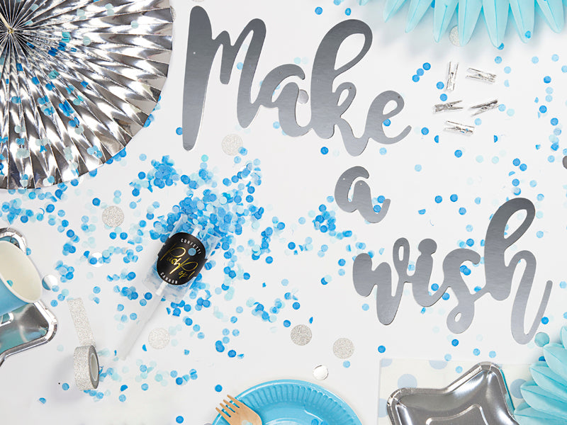Confetti push pop, mix of blue and mint colors