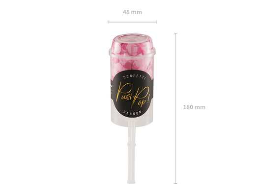 Confetti push pop, mix of colours light pink and dark pink