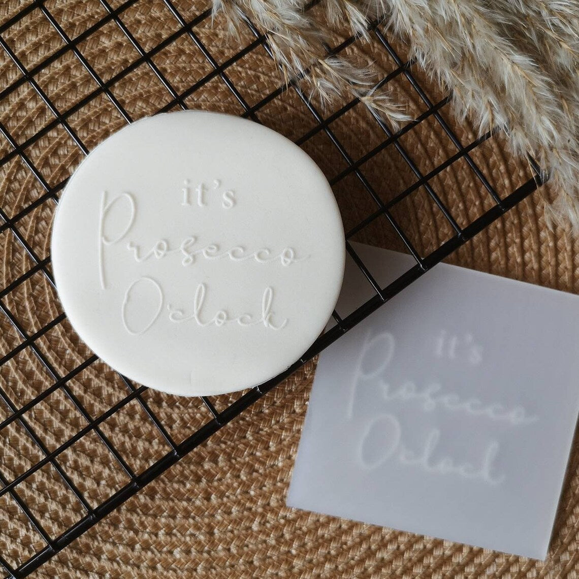 Birthday Party 'It's prosecco o'clock' fondant embossers (cookie stamp)