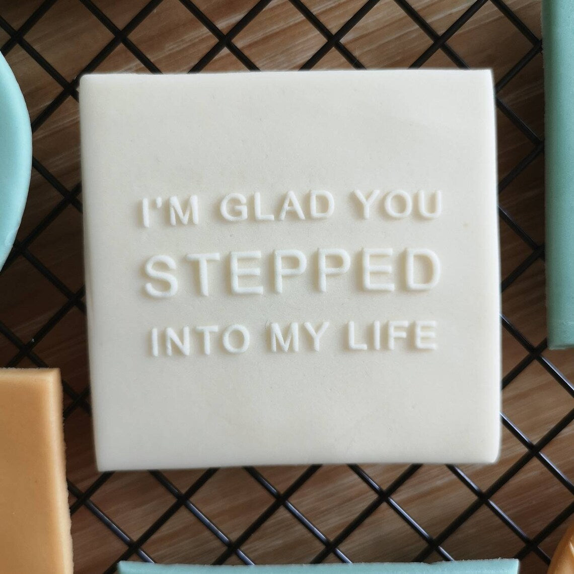 Father's day 'I'm glad you stepped into my life' fondant embossers (cookie stamp)