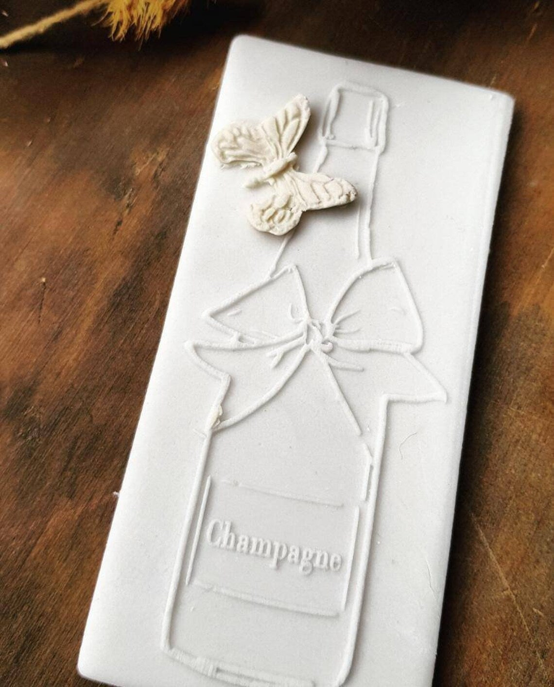 Birthday Party 'Bottle of Champagne with bow' fondant embossers (cookie stamp)