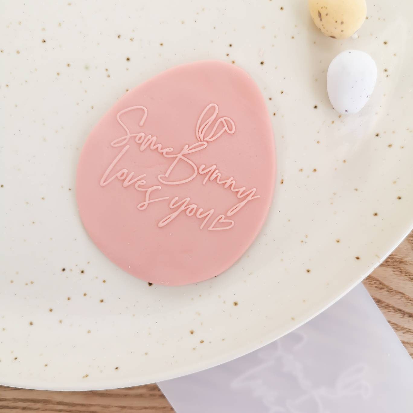 Easter 'Some-Bunny Loves You' fondant embosser (cookie stamp)