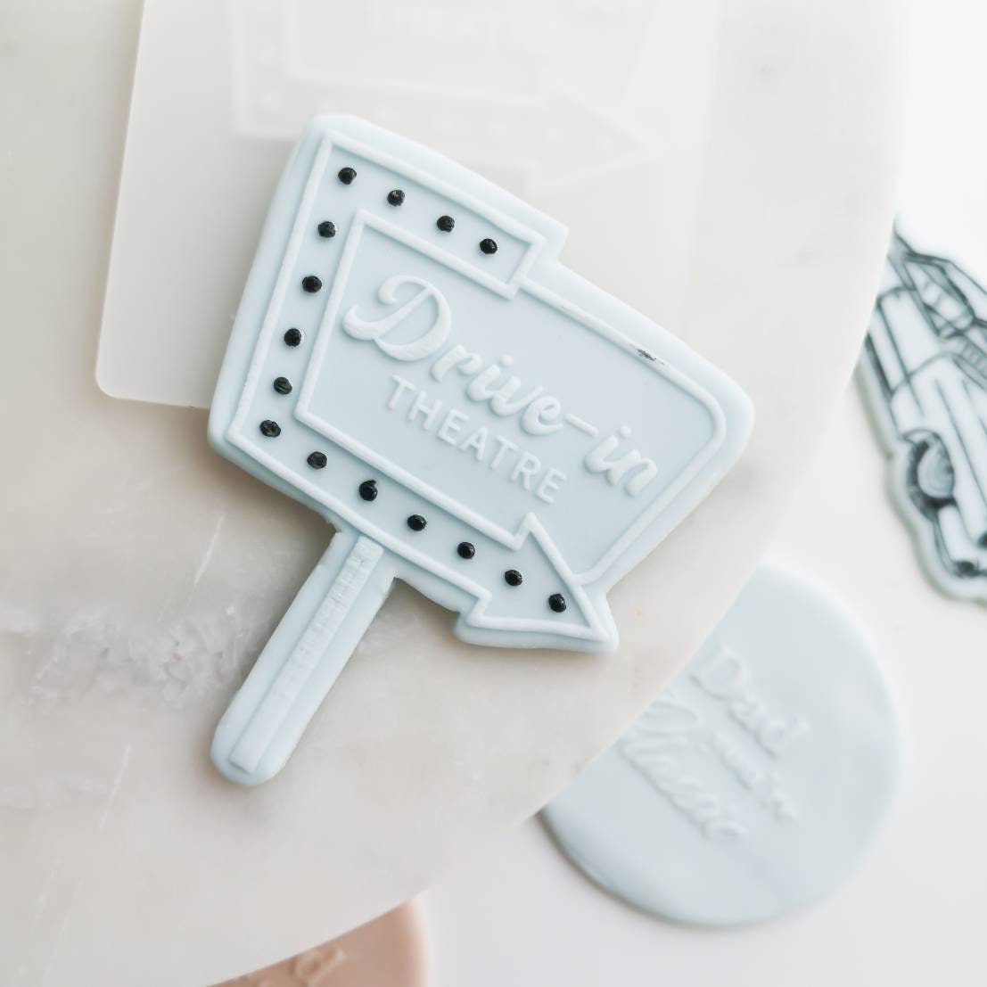 Drive-in sign fondant embossers (cookie stamp) & cutter
