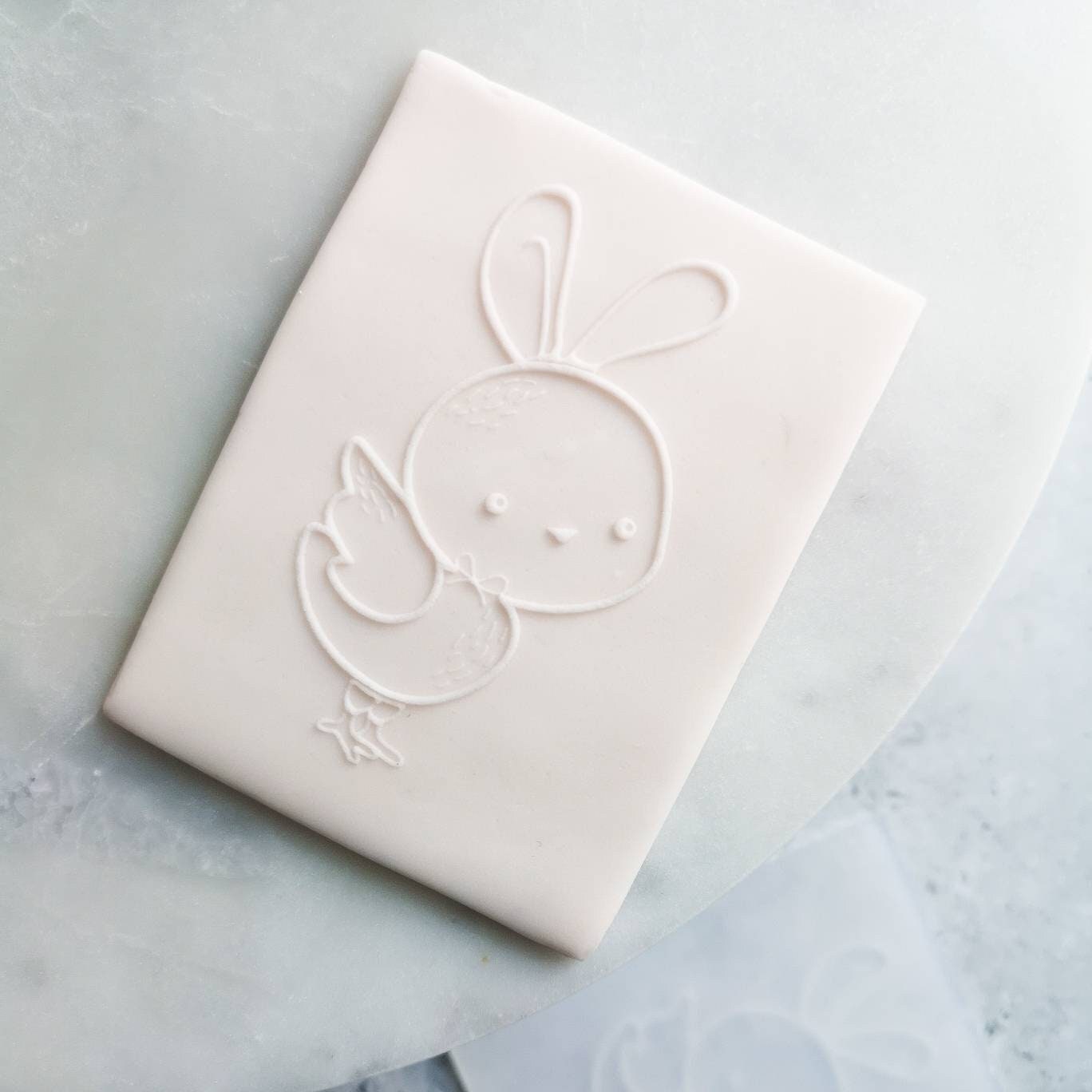 Duckling With Bunny Ears fondant embossers (cookie stamp)