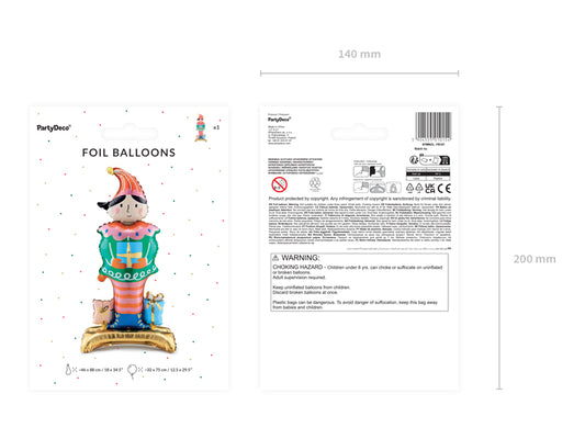 Standing foil balloon Elf, 46x88 cm, mix