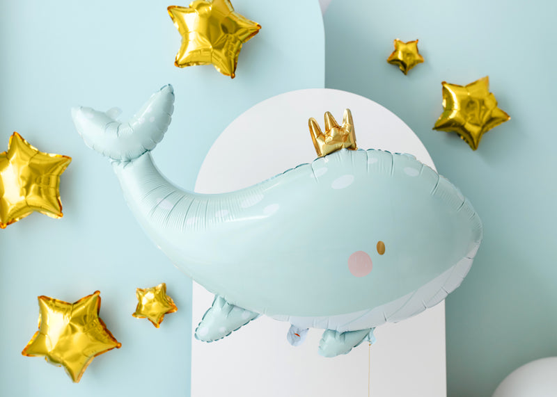 Foil balloon Whale, 93x60 cm, sky-blue