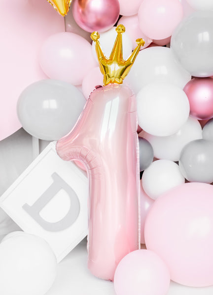 Foil Balloon Number ''1'', 37x100cm, light pink