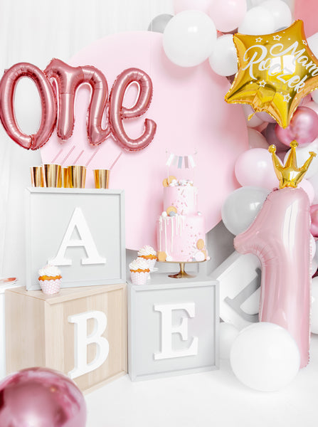 Foil Balloon Number ''1'', 37x100cm, light pink