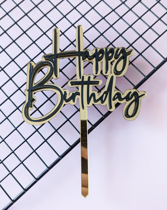 Personalised Double Layer Acrylic Cake Topper - 'Happy Birthday'