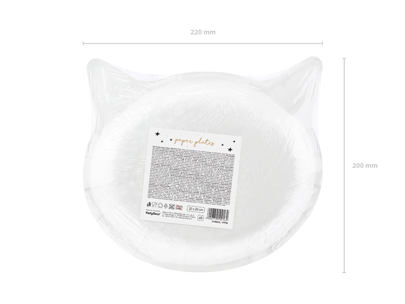 Paper plates Cat, black, 22x20cm (1 pkt / 6 pc.)