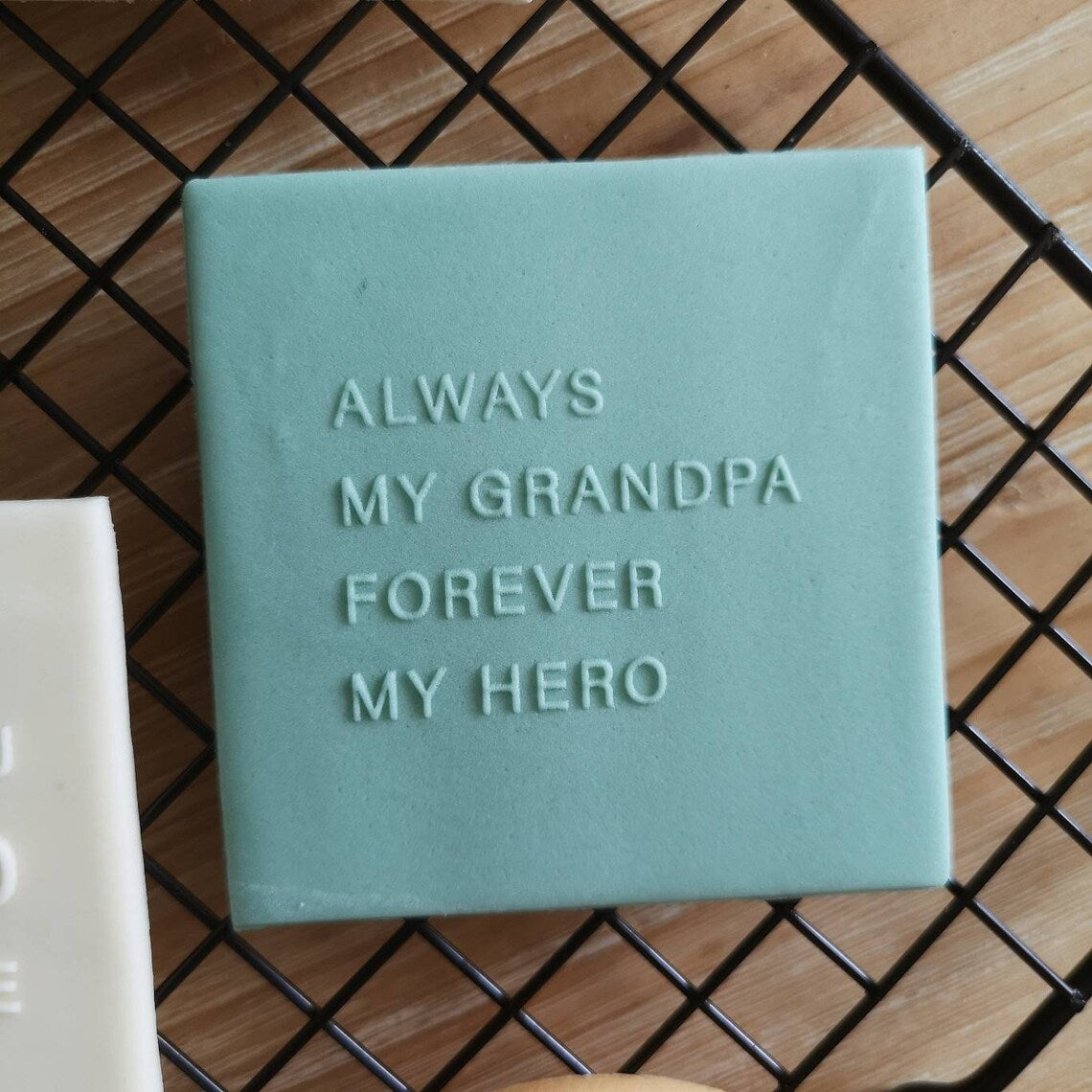 Father's day 'Always my grandpa, forever my hero' fondant embossers (cookie stamp)