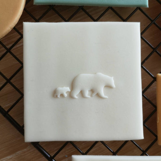 Father's day 'Bear and cub' fondant embossers (cookie stamp)