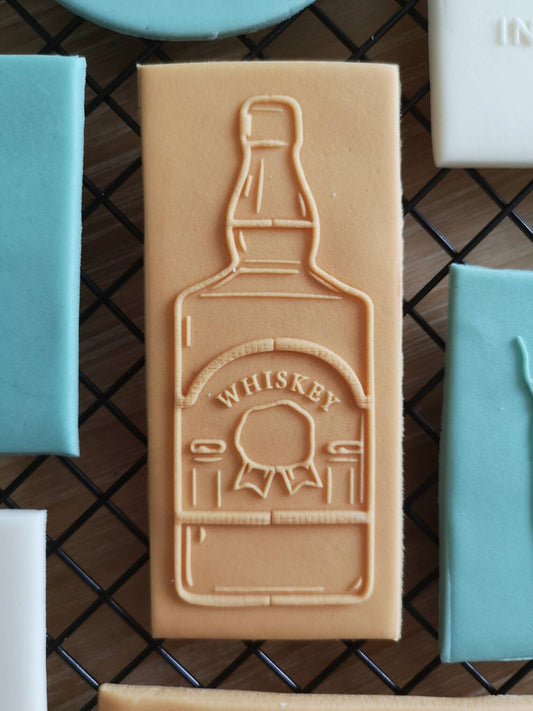 Father's day 'Bottle of whiskey' fondant embossers (cookie stamp)