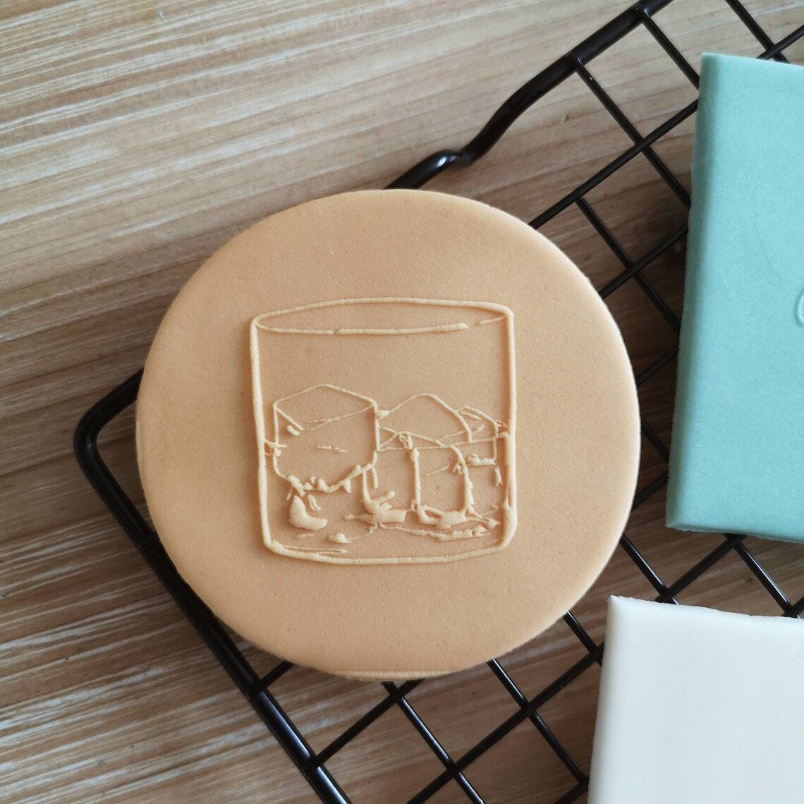 Father's day 'Whiskey on rocks' fondant embossers (cookie stamp)