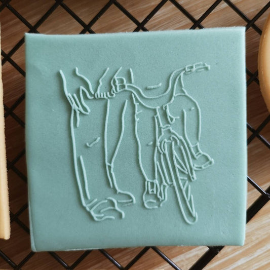 Father's day 'Cycling lessong' fondant embossers (cookie stamp)