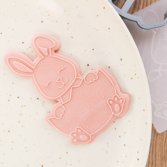 Easter 'Bunny in an eggshell'  fondant embosser & cutter (cookie stamp)