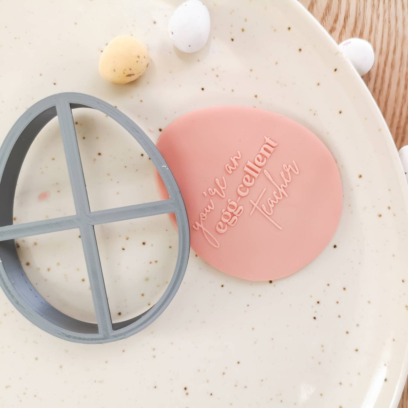 Easter 'EGG-cellent teacher' fondant embosser (cookie stamp)