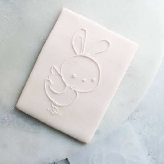 Duckling With Bunny Ears fondant embossers (cookie stamp)
