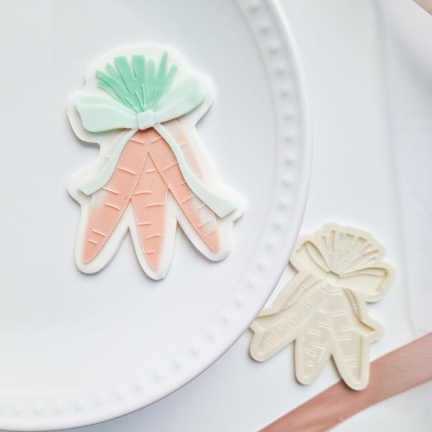 Easter 'Carrots with Bow' embosser & cutter (cookie stamp)