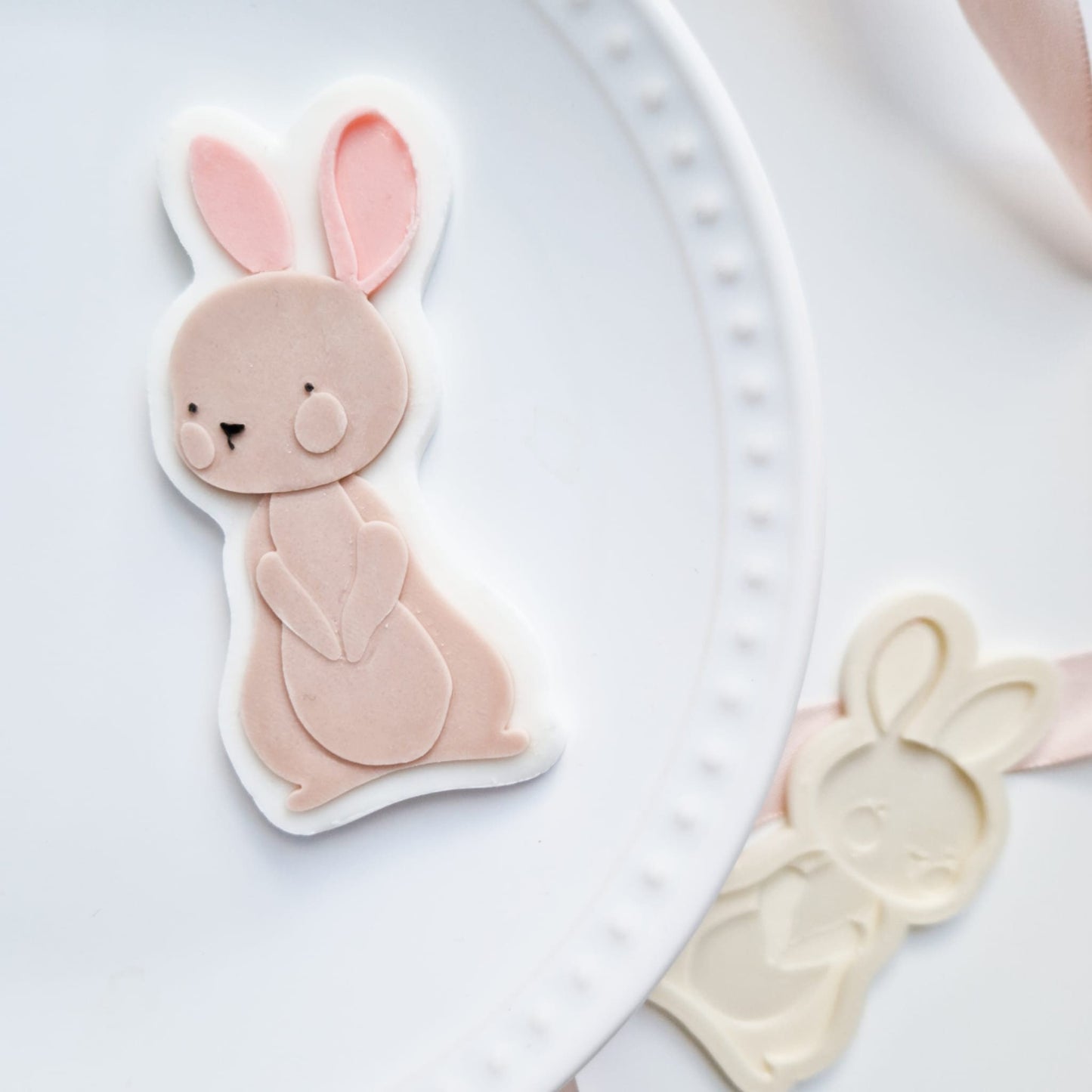 Easter 'Cute Bunny' fondant embosser & cutter (cookie stamp)